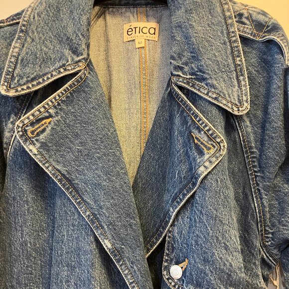 NWT Etica Jaques Denim Trench Coat (Medium Wash) - Picture 15 of 16